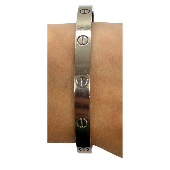 Cartier 18K White Gold Love Bracelet Sz 19 Classic Model Box COA 2024 37.1g - Picture 4 of 15